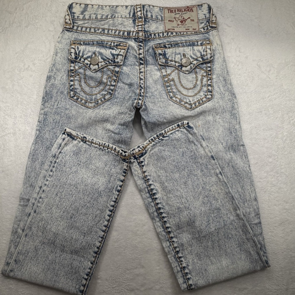 True Religion Ricky Acid Wash Straight Jeans Mens 28 Denim Blue Relaxed 30x34